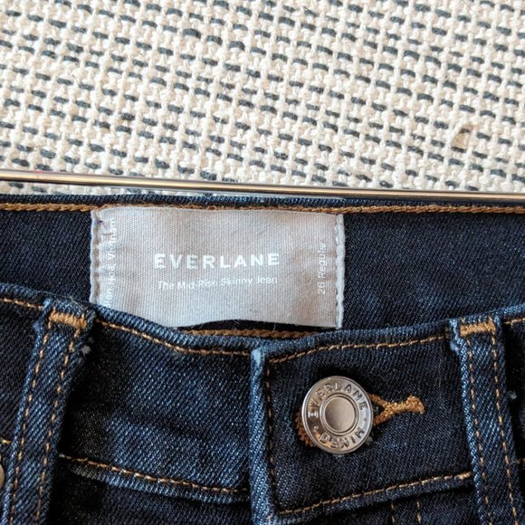 Everlane Authentic Stretch Mid-Rise Skinny Jeans Size 26 Deep Indigo Wash - Picture 7 of 8